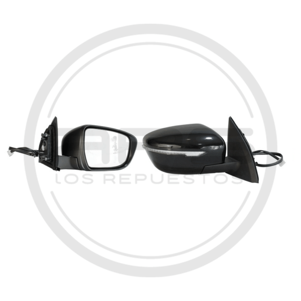 ESPEJO PUERTA DERECHA NEGRO ELECTRICO CON LUZ - ABA NISSAN QASHQAI MODELO 2015